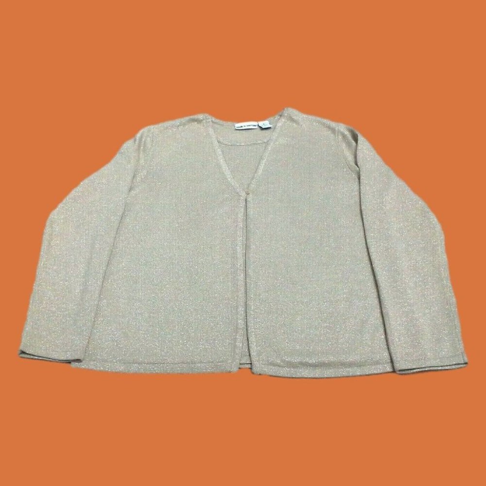 Croft & Barrow Women's Shirt 2-Part Panel Pullover Metallic Long Sleeve Large